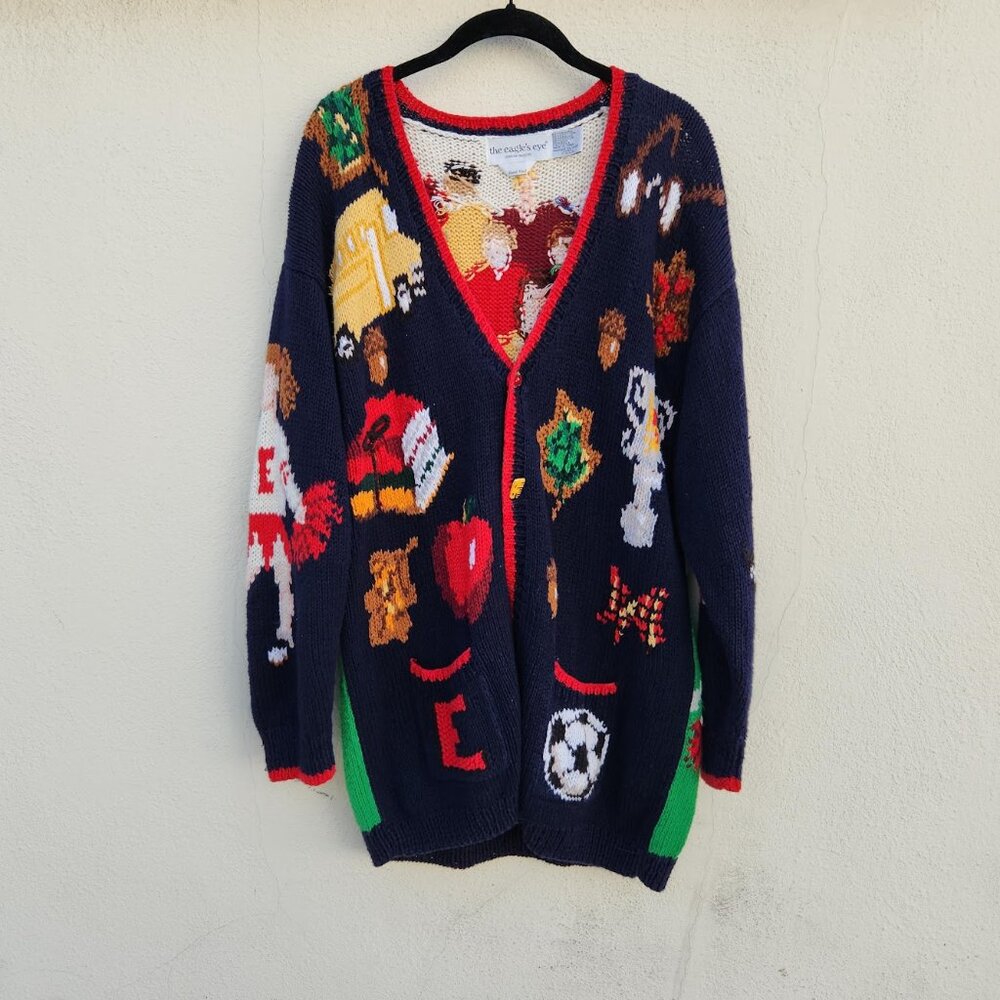 Vintage RARE 90s HOMECOMING Football Cheerleader Knit Cardigan Sweater‎ - Picture 4 of 8